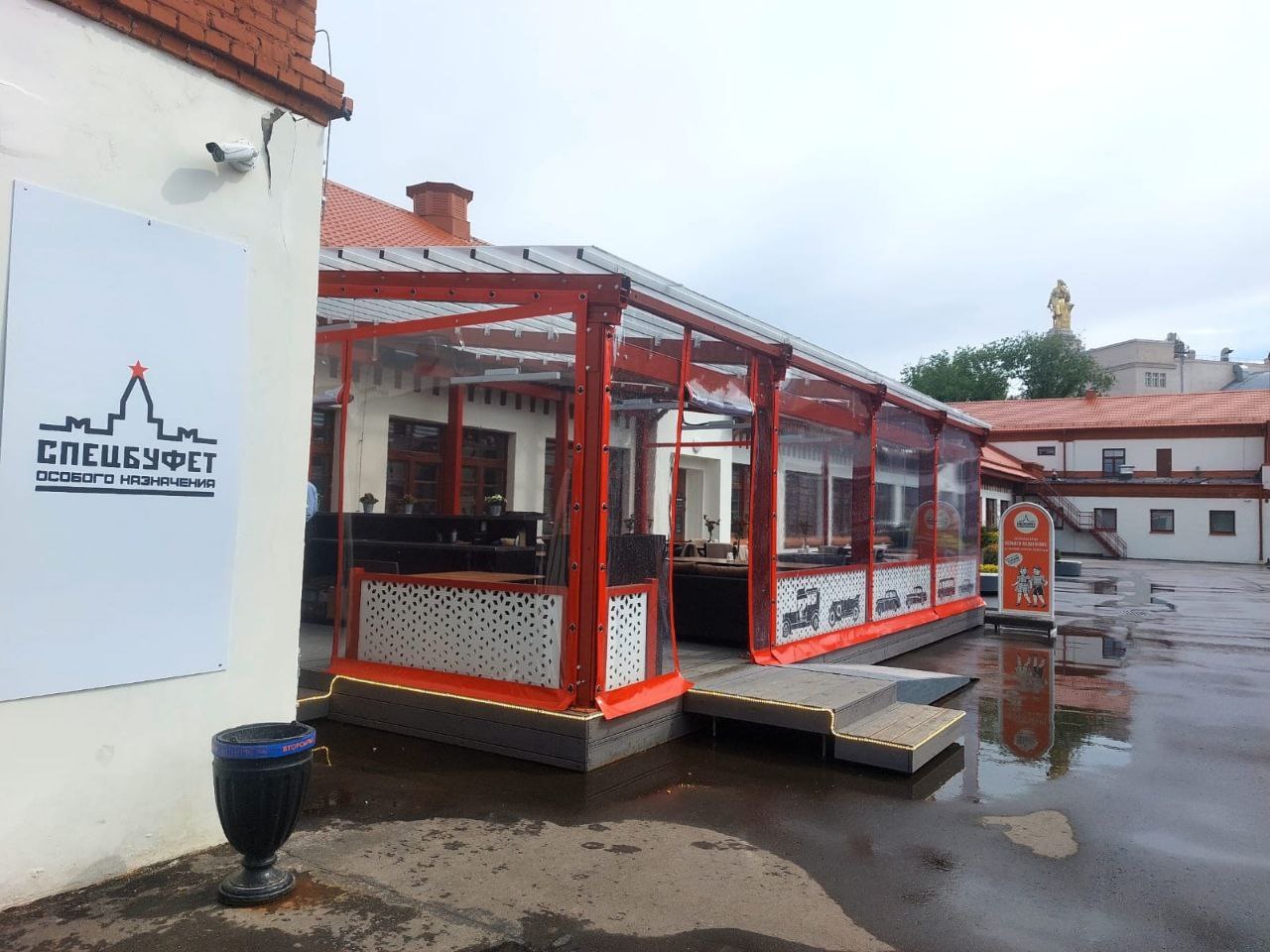 ПВХ шторы для летней террасы кафе в Заокском